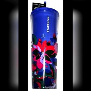 NWT, Holiday Starbucks Purple Color Change Venti C/C Floral Ornaments 24 oz